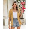 Zeagoo Women’s Short Sleeve 2026 Summer Crochet Cropped Cardigan V Neck Button up Bolero Shrug Sweater(Yellow)