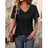 Zeagoo Womens Short Sleeve Shirts for Summer Casual V-Neck Blouse Shirts 2025 Dressy Tops with Pleats(A-black)