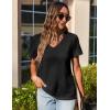 Zeagoo Womens Short Sleeve Shirts for Summer Casual V-Neck Blouse Shirts 2025 Dressy Tops with Pleats(A-black)