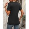 Zeagoo Womens Short Sleeve Shirts for Summer Casual V-Neck Blouse Shirts 2025 Dressy Tops with Pleats(A-black)
