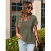 Zeagoo Womens Short Sleeve Shirts for Summer Casual V-Neck Blouse Shirts 2025 Dressy Tops with Pleats(Army Green)