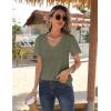Zeagoo Womens Short Sleeve Shirts for Summer Casual V-Neck Blouse Shirts 2025 Dressy Tops with Pleats(Army Green)