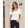 Zeagoo Womens Short Sleeve Shirts for Summer Casual V-Neck Blouse Shirts 2025 Dressy Tops with Pleats(A-white)