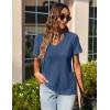 Zeagoo Womens Short Sleeve Shirts for Summer Casual V-Neck Blouse Shirts 2025 Dressy Tops with Pleats(Blue)