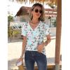 Zeagoo Womens Short Sleeve Shirts for Summer Casual V-Neck Blouse Shirts 2025 Dressy Tops with Pleats(Blue Floral-01)