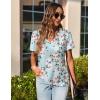 Zeagoo Womens Short Sleeve Shirts for Summer Casual V-Neck Blouse Shirts 2025 Dressy Tops with Pleats(Blue Floral-01)