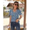 Zeagoo Womens Short Sleeve Shirts for Summer Casual V-Neck Blouse Shirts 2025 Dressy Tops with Pleats(Blue Floral-02)