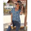 Zeagoo Womens Short Sleeve Shirts for Summer Casual V-Neck Blouse Shirts 2025 Dressy Tops with Pleats(Blue Floral-02)