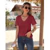 Zeagoo Womens Short Sleeve Shirts for Summer Casual V-Neck Blouse Shirts 2025 Dressy Tops with Pleats(Burgundy)