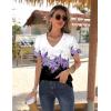 Zeagoo Womens Short Sleeve Shirts for Summer Casual V-Neck Blouse Shirts 2025 Dressy Tops with Pleats(Flower-12)