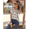 Zeagoo Womens Short Sleeve Shirts for Summer Casual V-Neck Blouse Shirts 2025 Dressy Tops with Pleats(Flower-13)