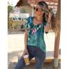Zeagoo Womens Short Sleeve Shirts for Summer Casual V-Neck Blouse Shirts 2025 Dressy Tops with Pleats(Flower-2)