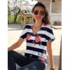 Zeagoo Womens Short Sleeve Shirts for Summer Casual V-Neck Blouse Shirts 2025 Dressy Tops with Pleats(Flower-3)