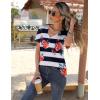 Zeagoo Womens Short Sleeve Shirts for Summer Casual V-Neck Blouse Shirts 2025 Dressy Tops with Pleats(Flower-3)
