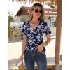 Zeagoo Womens Short Sleeve Shirts for Summer Casual V-Neck Blouse Shirts 2025 Dressy Tops with Pleats(Flower-4)