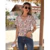Zeagoo Womens Short Sleeve Shirts for Summer Casual V-Neck Blouse Shirts 2025 Dressy Tops with Pleats(Flower-5)