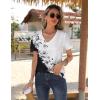 Zeagoo Womens Short Sleeve Shirts for Summer Casual V-Neck Blouse Shirts 2025 Dressy Tops with Pleats(Flower-6)