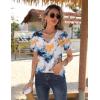 Zeagoo Womens Short Sleeve Shirts for Summer Casual V-Neck Blouse Shirts 2025 Dressy Tops with Pleats(Flower-7)