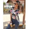 Zeagoo Womens Short Sleeve Shirts for Summer Casual V-Neck Blouse Shirts 2025 Dressy Tops with Pleats(Flower-8)