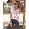 Zeagoo Womens Short Sleeve Shirts for Summer Casual V-Neck Blouse Shirts 2025 Dressy Tops with Pleats(Pink Floral)