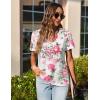 Zeagoo Womens Short Sleeve Shirts for Summer Casual V-Neck Blouse Shirts 2025 Dressy Tops with Pleats(Pink Floral)