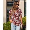 Zeagoo Womens Short Sleeve Shirts for Summer Casual V-Neck Blouse Shirts 2025 Dressy Tops with Pleats(Red Floral)