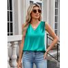 Zeagoo Women’s Silk Satin Camisole Tank Tops V Neck Pleated Dressy Casual Sleeveless Blouses Summer Business Work Shirts(Peacock Blue)
