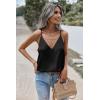 Zeagoo Womens Silk Satin Tank Tops V Neck Sleeveless Camisole Cami Spaghetti Straps Blouse Summer Loose Racerback Shirt(Black)