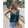 Zeagoo Womens Silk Satin Tank Tops V Neck Sleeveless Camisole Cami Spaghetti Straps Blouse Summer Loose Racerback Shirt(Blue)