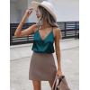 Zeagoo Womens Silk Satin Tank Tops V Neck Sleeveless Camisole Cami Spaghetti Straps Blouse Summer Loose Racerback Shirt(Blue)