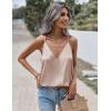 Zeagoo Womens Silk Satin Tank Tops V Neck Sleeveless Camisole Cami Spaghetti Straps Blouse Summer Loose Racerback Shirt(Champagne)