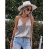 Zeagoo Womens Silk Satin Tank Tops V Neck Sleeveless Camisole Cami Spaghetti Straps Blouse Summer Loose Racerback Shirt(Grey)