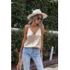 Zeagoo Womens Silk Satin Tank Tops V Neck Sleeveless Camisole Cami Spaghetti Straps Blouse Summer Loose Racerback Shirt(Light Champagne)