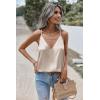 Zeagoo Womens Silk Satin Tank Tops V Neck Sleeveless Camisole Cami Spaghetti Straps Blouse Summer Loose Racerback Shirt(Light Champagne)
