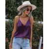 Zeagoo Womens Silk Satin Tank Tops V Neck Sleeveless Camisole Cami Spaghetti Straps Blouse Summer Loose Racerback Shirt(Light Purple)