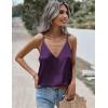 Zeagoo Womens Silk Satin Tank Tops V Neck Sleeveless Camisole Cami Spaghetti Straps Blouse Summer Loose Racerback Shirt(Light Purple)