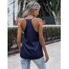 Zeagoo Womens Silk Satin Tank Tops V Neck Sleeveless Camisole Cami Spaghetti Straps Blouse Summer Loose Racerback Shirt(Navy Blue)