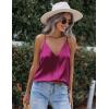 Zeagoo Womens Silk Satin Tank Tops V Neck Sleeveless Camisole Cami Spaghetti Straps Blouse Summer Loose Racerback Shirt(Rose Red)