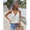 Zeagoo Womens Silk Satin Tank Tops V Neck Sleeveless Camisole Cami Spaghetti Straps Blouse Summer Loose Racerback Shirt(White)