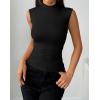 Zeagoo Womens Sleeveless Mock Turtleneck Tank Tops Slim Fit Stretch Ribbed Tops Casual Basic Layering Shirts 2026(A-black)