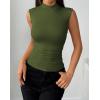 Zeagoo Womens Sleeveless Mock Turtleneck Tank Tops Slim Fit Stretch Ribbed Tops Casual Basic Layering Shirts 2026(Army Green)