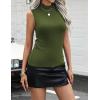Zeagoo Womens Sleeveless Mock Turtleneck Tank Tops Slim Fit Stretch Ribbed Tops Casual Basic Layering Shirts 2026(Army Green)