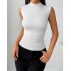 Zeagoo Womens Sleeveless Mock Turtleneck Tank Tops Slim Fit Stretch Ribbed Tops Casual Basic Layering Shirts 2026(A-white)