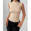 Zeagoo Womens Sleeveless Mock Turtleneck Tank Tops Slim Fit Stretch Ribbed Tops Casual Basic Layering Shirts 2026(Beige)