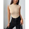 Zeagoo Womens Sleeveless Mock Turtleneck Tank Tops Slim Fit Stretch Ribbed Tops Casual Basic Layering Shirts 2026(Beige)