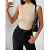 Zeagoo Womens Sleeveless Mock Turtleneck Tank Tops Slim Fit Stretch Ribbed Tops Casual Basic Layering Shirts 2026(Beige)