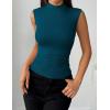 Zeagoo Womens Sleeveless Mock Turtleneck Tank Tops Slim Fit Stretch Ribbed Tops Casual Basic Layering Shirts 2026(Blue Green)