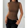 Zeagoo Womens Sleeveless Mock Turtleneck Tank Tops Slim Fit Stretch Ribbed Tops Casual Basic Layering Shirts 2026(Brown)