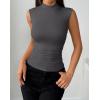 Zeagoo Womens Sleeveless Mock Turtleneck Tank Tops Slim Fit Stretch Ribbed Tops Casual Basic Layering Shirts 2026(Charcoal Grey)