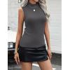 Zeagoo Womens Sleeveless Mock Turtleneck Tank Tops Slim Fit Stretch Ribbed Tops Casual Basic Layering Shirts 2026(Charcoal Grey)